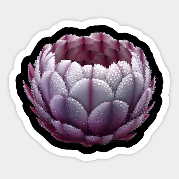 Purple Artichoke with Water Droplets on its Petals, Highlighting the Natural Beauty and Intricate Details of the Vegetable Sticker by animegirlnft